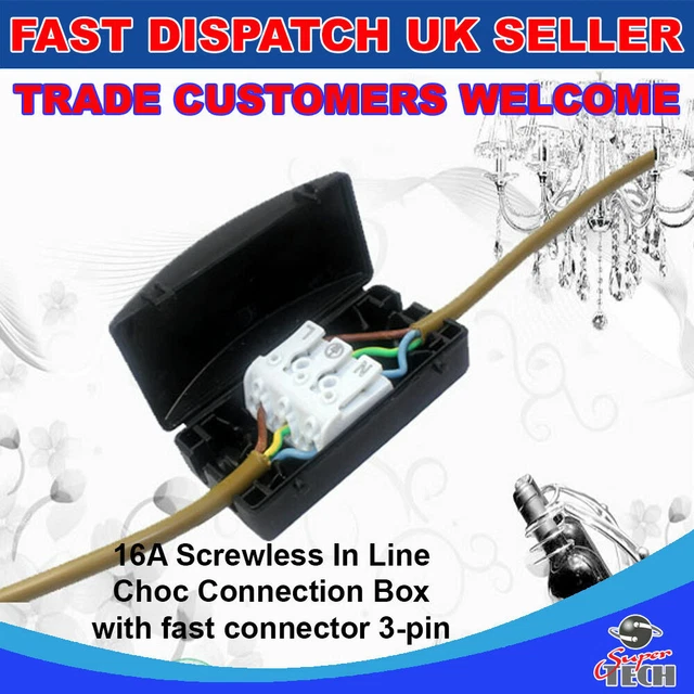 3POLE ELECTRICAL JUNCTION Chocbox 16A/240V Terminal Block Inline Wire