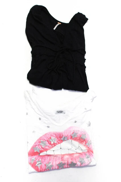 Free People Lauren Moshi Solid Black Babydoll Empire Waist Blouse Top Size S L Free People Lauren Moshi Solid Black Babydoll Empire Waist Blouse Top Size S L