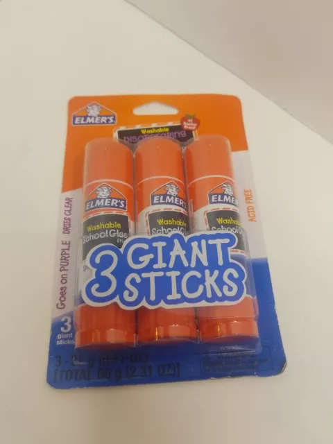 Elmer's Disappearing Purple Washable School Glue Sticks, 3 Count Brand New!!