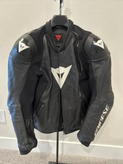 Dainese Sport Pro Perforated Leather Jacket Black/White 52 EU