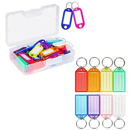 66 PACK PLASTIC Key Tags Key Labels with Split Key Rings and Containers ...
