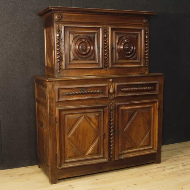 Antiguo aparador armario estilo Luis XIII 700 mueble doble cuerpo madera nuez