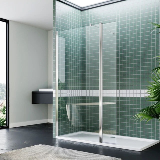 WALK IN SHOWER Screen with Flipper Wet Room Door Enclosure Panel Glass