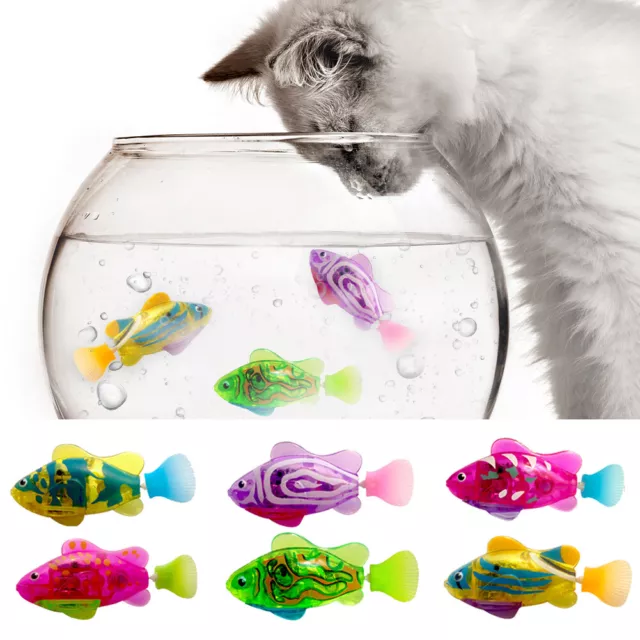 Swimming Robot Fish Electric Fish Cat Interactive Toy with Light Water Pet Toy