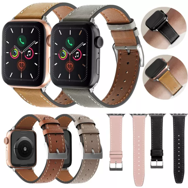 Genuine Leather Band Straps For Apple Watch Accessories Series 7 6/SE/5/4/3/2/1