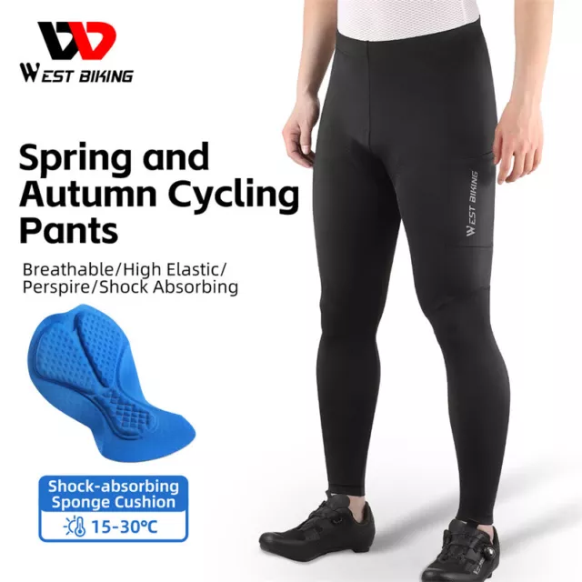 WEST BIKING Cycling Tights Padded Trousers Sports Compression Pants with Pocket