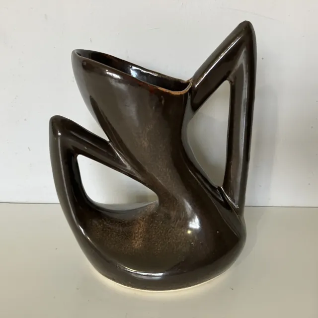 Vallauris Pottery Vase French Mid Century Brown 70s Retro Abstract Vintage MCM