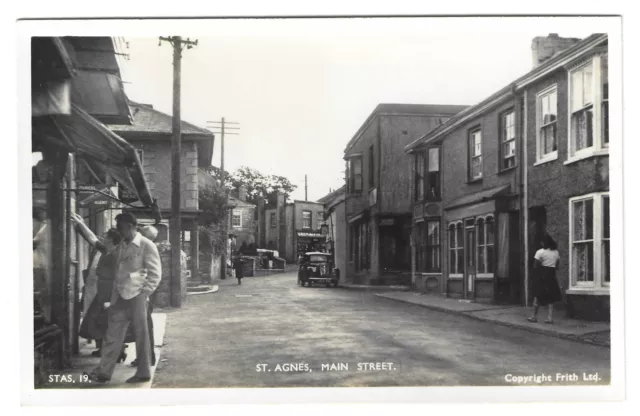 CORNWALL - ST AGNES, MAIN STREET  nr REDRUTH & NEWQUAY Real Photo Postcard