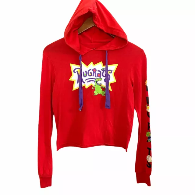RUGRATS WOMEN'S RED Reptar Retro Nickelodeon Hoodie Crop Top Sweatshirt ...