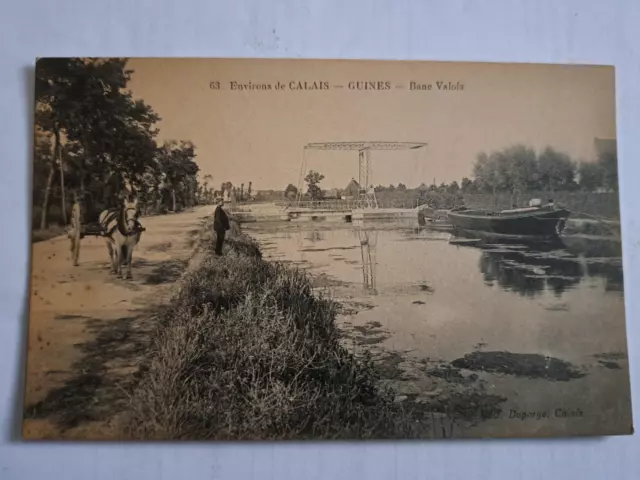 CPA environs de Calais ... GUINES-Bane Valois bel attelage animé dept-62