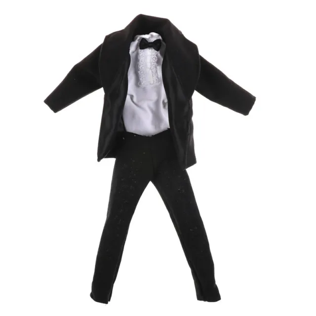 1 set Formal Suit Black Bowtie Wedding Groom Clothes Tuxedo For  Ken-YH F1