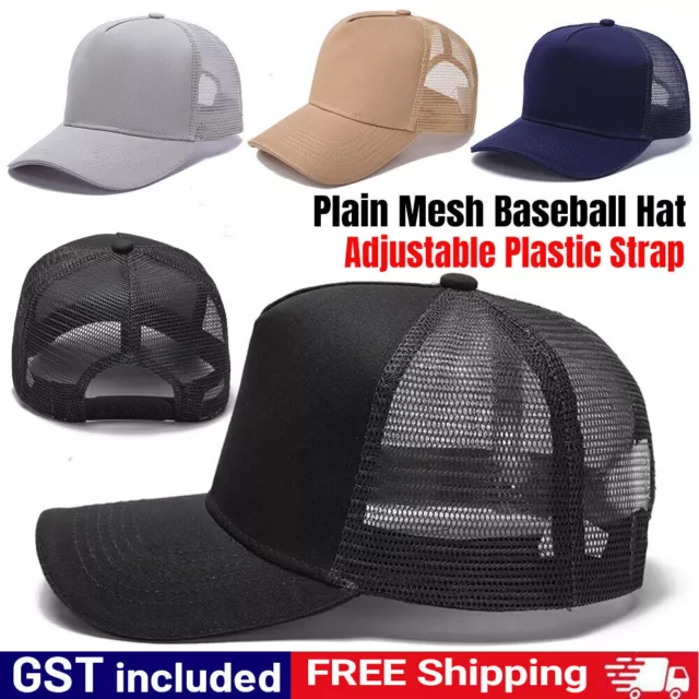 Adjustable Plain Trucker Cap Hat Unisex Mesh Baseball Promotional Various Colors