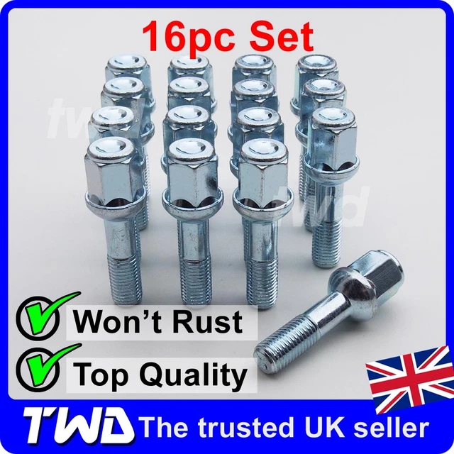 Bimecc 16x Alloy Wheel Bolts For Mercedes CLK W209 (’02–’09) – M12x1.5, 40mm Length, 17mm Hex – Made In Italy