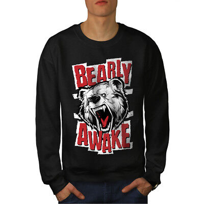 Wellcoda Bear Awake Beast Funny Mens Sweatshirt,  Casual Pullover Jumper
