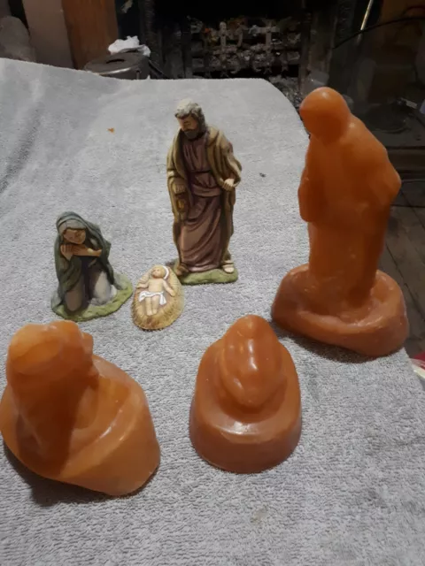 Moldes de látex (juego de hatividad de la Sagrada Familia) 3 figuras hacen este conjunto y pintura.