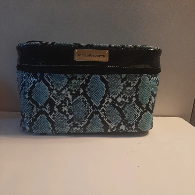 Samantha Brown Teal Snakeskin Cosmetic Bag Case Travel 3