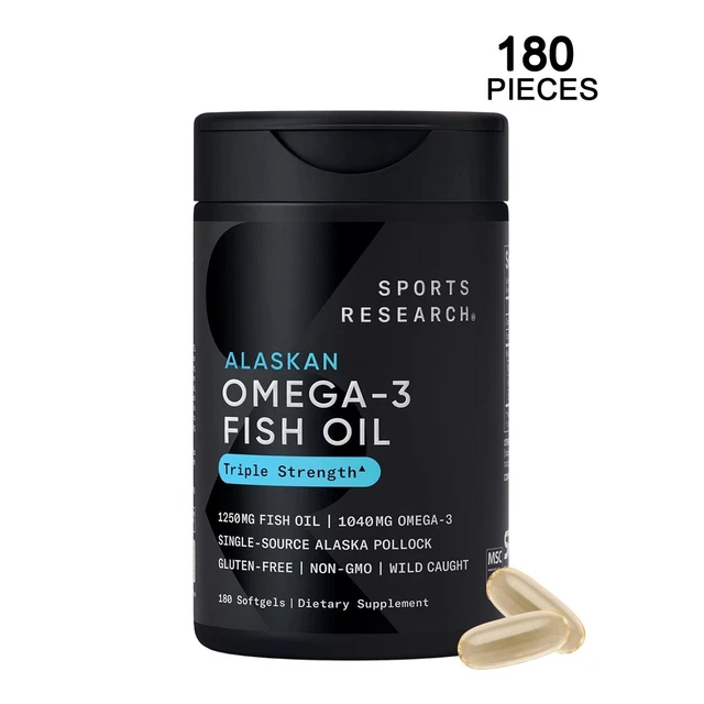 TRIPLE STRENGTH OMEGA 3 Fish Oil Burpless Supplement EPA DHA Fatty ...
