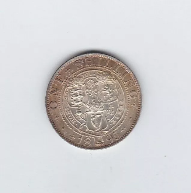 Superb 1895 Victorian Old Head Silver Shilling Coin In Mint Condition