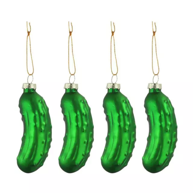 4x Glass Cucumber Pendant Christmas Pickle Tree Ornament Ornaments 2024 Hot P6