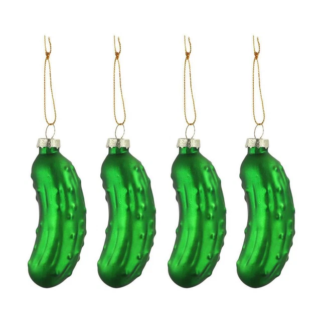 4x Glass Cucumber Pendant Christmas Pickle Tree Ornament Ornaments 2024 Hot P6