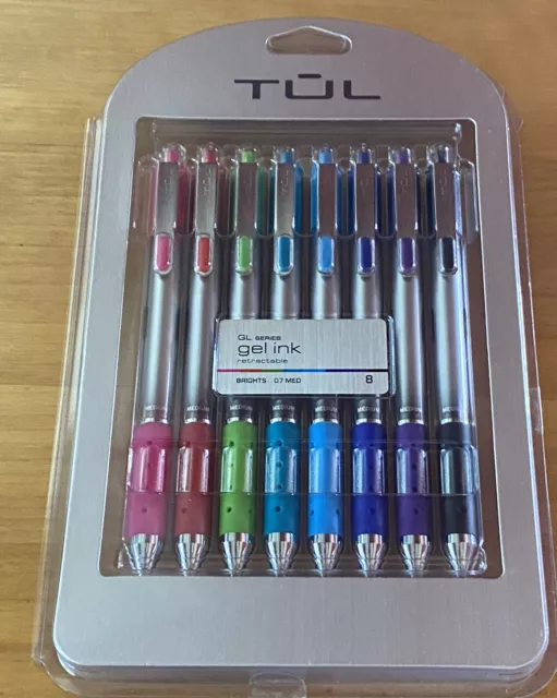 TUL Retractable Gel Pens 0.7mm Medium Point Assorted Bright Ink Colors 8-Pack