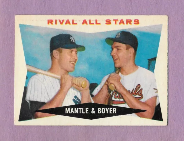 1960 Topps #160 Rival All Stars Mickey Mantle Ken Boyer centered no creases $200 1960 Topps #160 Rival All Stars Mickey Mantle Ken Boyer centered no creases $200