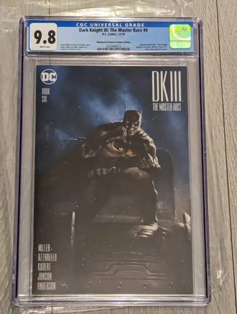 Dark Knight Iii Master Race 6 Kugelsicher Dell Otto Sketch Variante Cgc 9.8 Comic