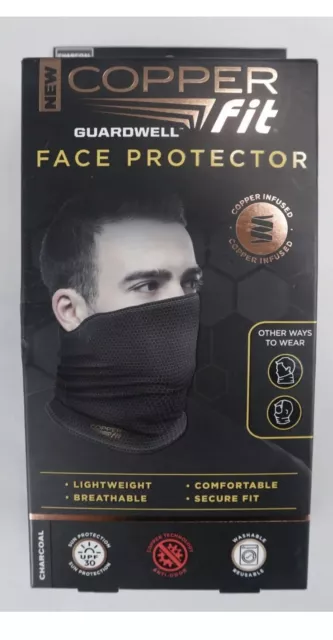 Copper Fit Guardwell Face Protector Mask Gaiter Adult Charcoal/Black Drawstring