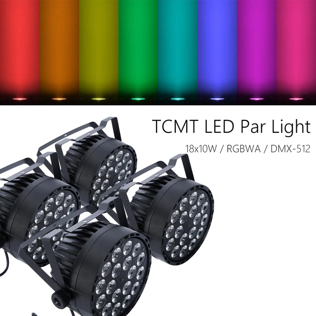 4Pcs 180W LED RGBWA LED Stage Par Light DMX DJ Par 64 Party Strobe Par Can Light