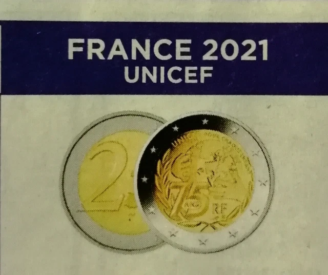 PIECE 2 EUROS commémorative 75 ans de l'Unicef FRANCE 2021 4.24 PicClick