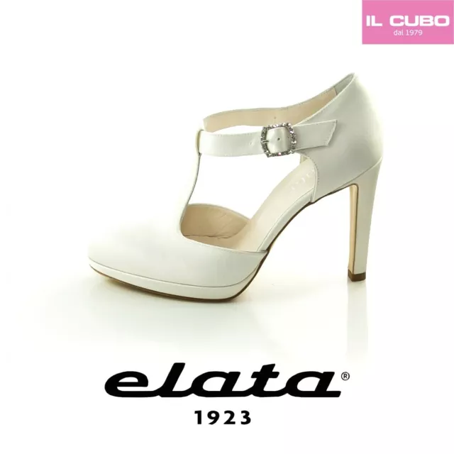 Elata Scarpa Sposa Sandalo Crepe Satin Bianco Tacco H 9 Cm Shoes Made In Italy