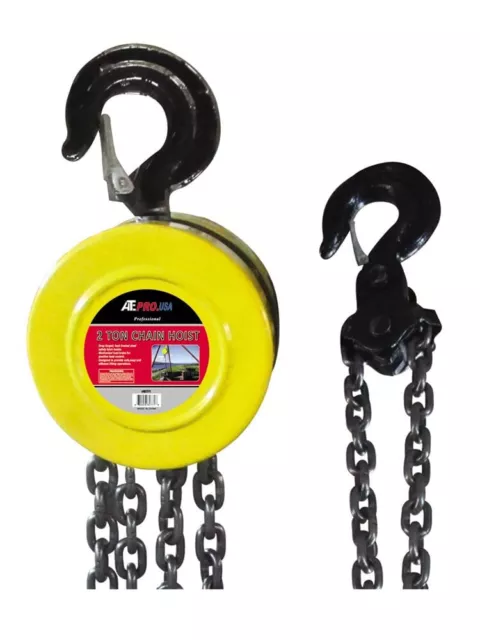 2 Ton (4000 lbs) Cap. Manual 10ft Hand Lift, Steel Chain Block Hoist w/ 2 Hooks