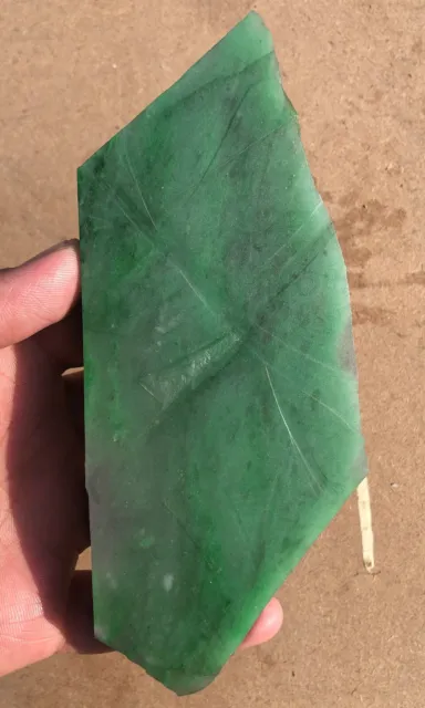 436 Grams, Natural Green Jade Gemstone Rough Slice, Raw Jade For jewelry Making,