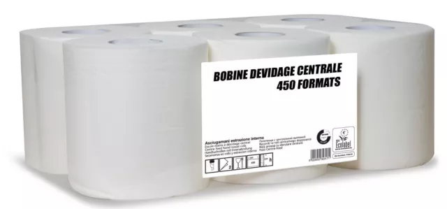 Bobine essuie-tout blanc (450 formats) Lot de 6 rouleaux - Ateliers Porraz