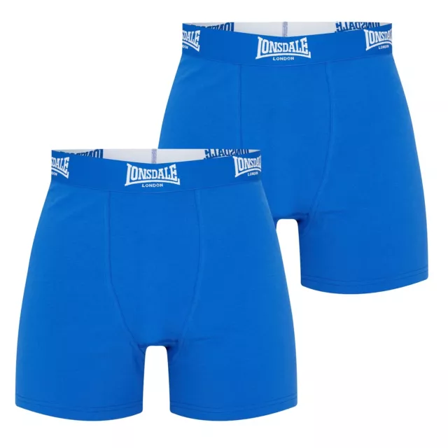 Mens Blue 2 Pack Lonsdale Boxer Shorts Trunks Underwear  Xs-3Xl