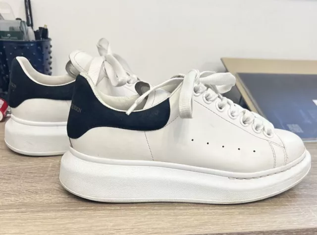 $590 Alexander McQueen Women's White Wedge Oversized Sneaker Shoe Size 38.5