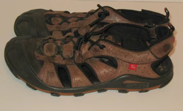 MEN'S ECCO YAK brown Leather Sandals 13 