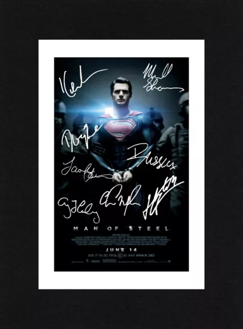 8X6 Mount SUPERMAN MAN OF STEEL Cast Multi Signed PHOTO Print Ready To Frame