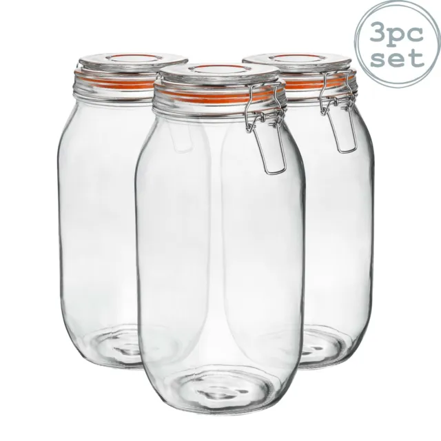 Verre de stockage Jars Airtight Clip Top Couvercle PrÃ©server pot 2 litres x3