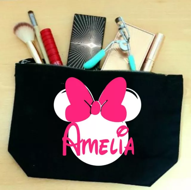 Personalsied Minnie Mouse Make Up Bag Disney Cosmetic Toiletries  Pencil Case