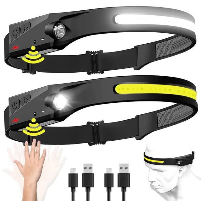 COB LED Headlamp Headlight Torch Flashlight Work Light Bar Head Band Lamp USB UK