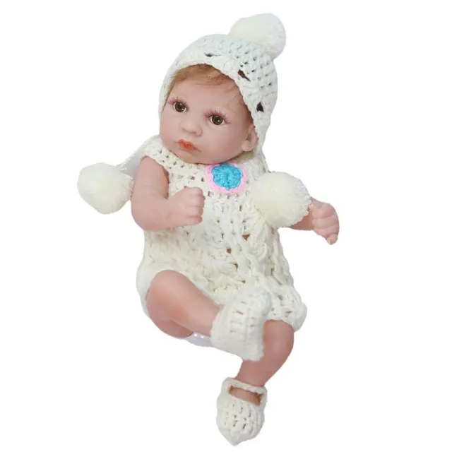 26cm Mini Girl for Doll Brown Eyes White Pajamas Silicone Toddler