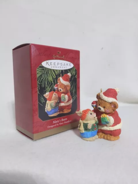 worn box Hallmark Christmas Keepsake Marys Bears Ornament Handcrafted Dated 1999