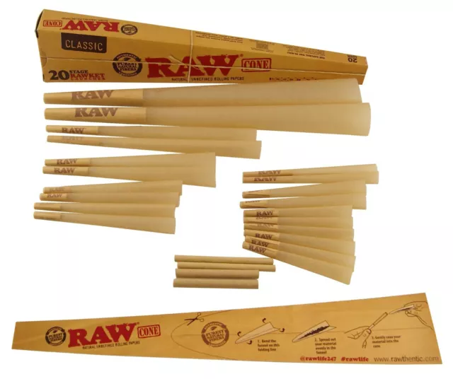Authentic RAW 20 Stage Rawket Launcher Raw natural CLASSIC Cones FREE Shipping