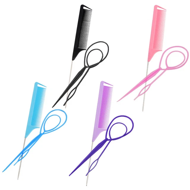 4 juegos de herramientas para trenzar el cabello cola de cola de rata herramienta para hacer cola de caballo accesorios