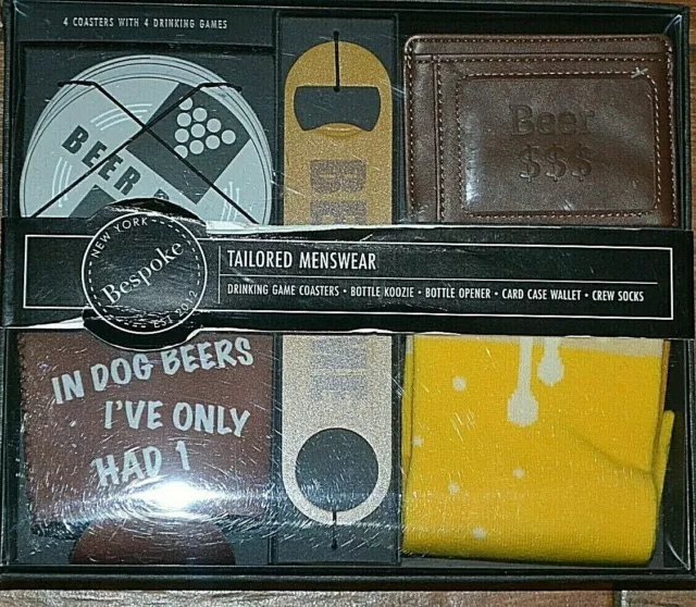 Bespoke Menswear Gift Box Drinking Coasters Koozie Opener Card Case zx