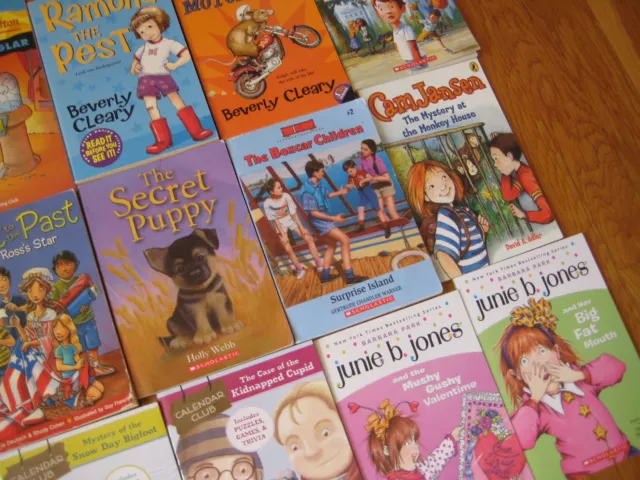 énorme lot de 12 LIVRES POUR ENFANTS Beverly Cleary Junie B Jones Cam Jansen wagon box pour enfants 3