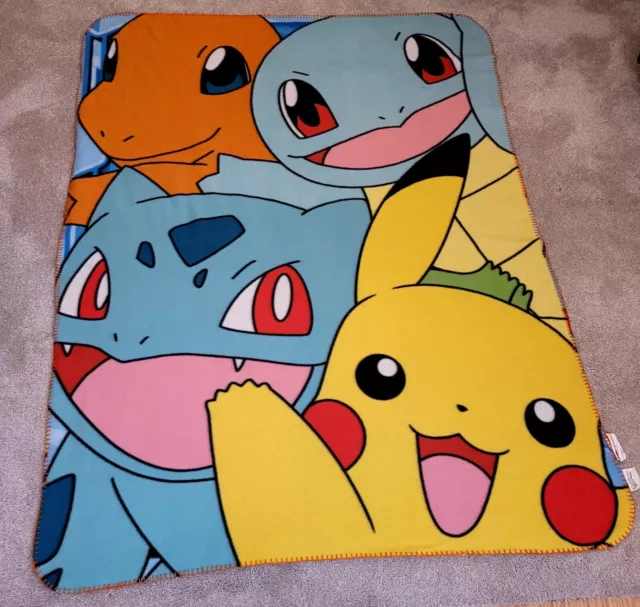Pokemon Blanket Pikachu Bulbasaur Charmander 60" x 45" 100% Polyester