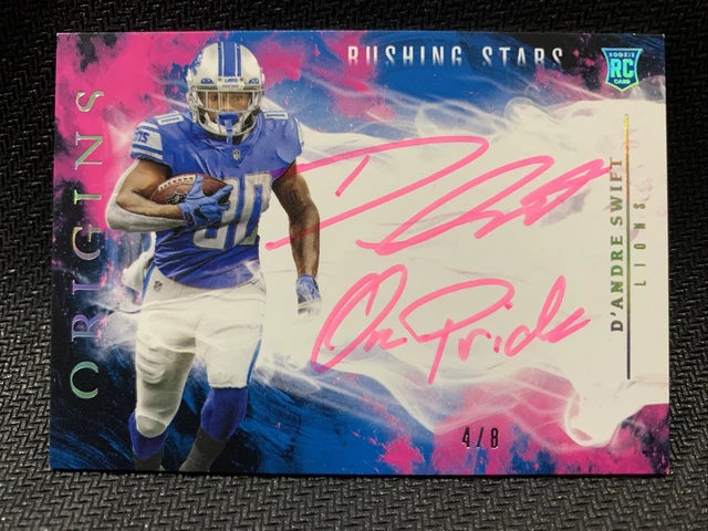 DANDRE SWIFT 2020 Panini Origins Rushing Stars ROOKIE RC AUTO PINK 4/8 LIONS