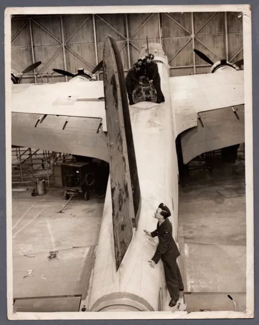 Short Stirling Bomber Production Large Original Vintage Press Photo Ww2 Raf 14